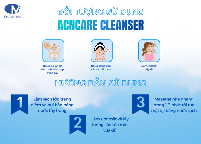 Cách sử dụng Sữa rửa mặt Acncare Cleanser