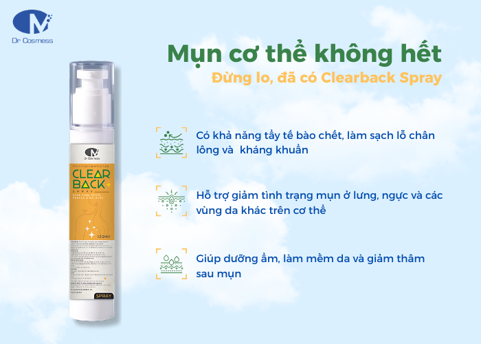 Chai xịt mụn lưng Dr Cosmess Clearback Spray