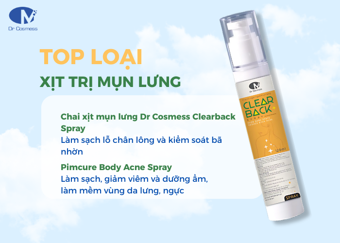 Top các sản phẩm xịt mụn lưng hiệu quả